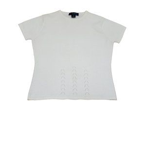 EL DAVIS Women's M 100% Cashmere Cream S/S Pull Over Sweater